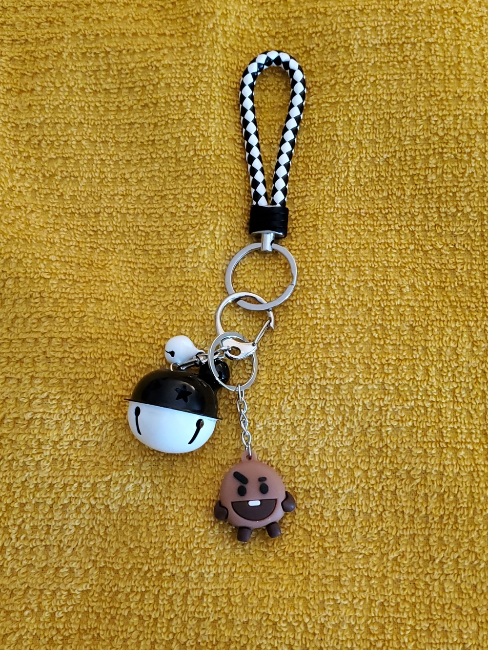 BTS K-Pop Shooky Keychain with Black and white Braided Loop Keychain. BT21